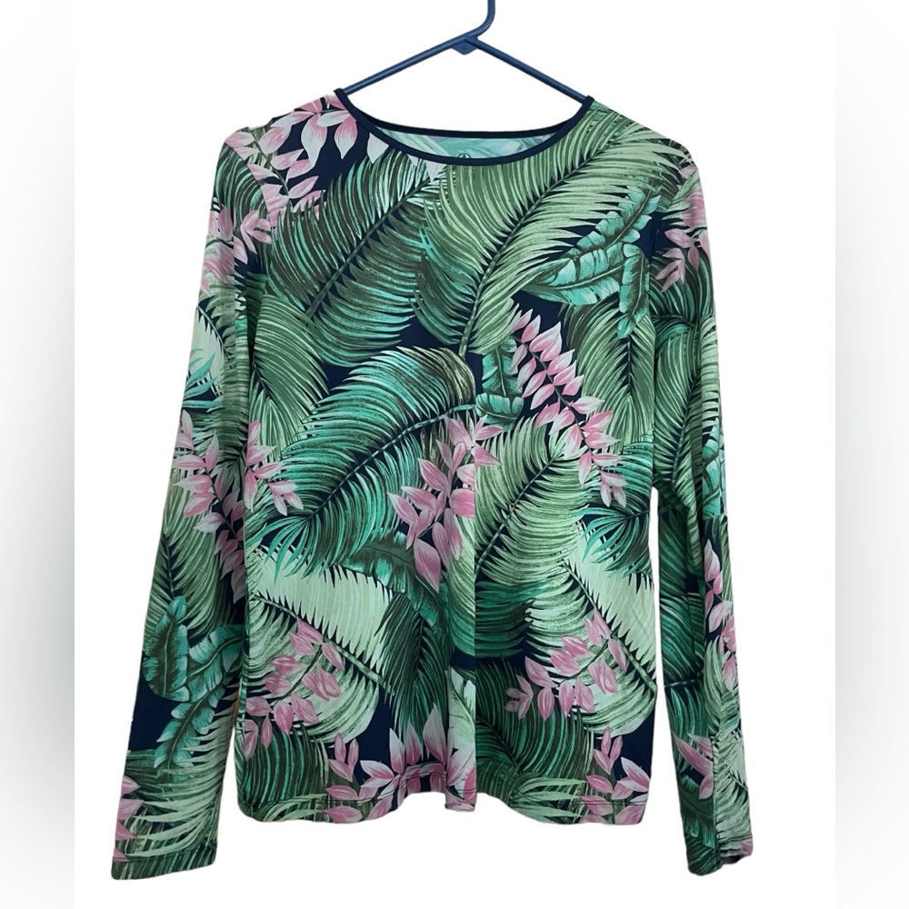 Land’s End Regular Rash Guard Crew Swim Shirt UPF Cover Up long sleeve Large